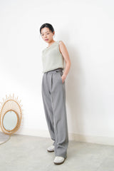 Green crochet knit vest w/ asy. cut