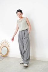 Green crochet knit vest w/ asy. cut