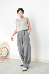 Green crochet knit vest w/ asy. cut