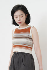 Contrast stripes vest in crop cut