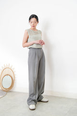 Green crochet knit vest w/ asy. cut