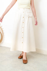 Ivory buttons skirt w/ waist pockets