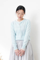 Lemon cardigan w/ chiffon fringe