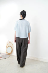 Blue shirt w/ detail pleats buttons