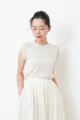 Oatmeal thin knit high neck top