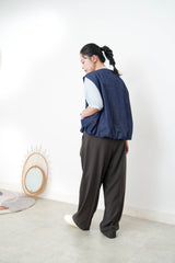 Navy denim vest w/ balloon shape