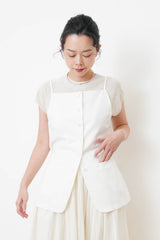 White round hem vest in cami style