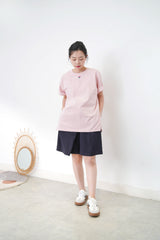 Pink oversize Tee w/ floral embroidery