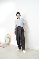 Charcoal smooth trousers w/ waist strings