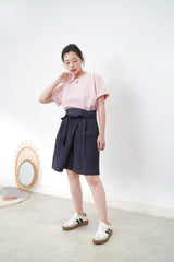 Pink oversize Tee w/ floral embroidery