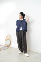 Navy denim vest w/ balloon shape