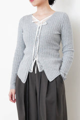 Grey stripy top w/ lace layering