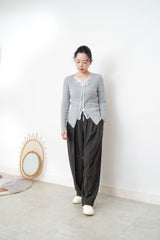 Grey stripy top w/ lace layering
