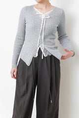 Grey stripy top w/ lace layering