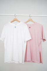 Pink oversize Tee w/ floral embroidery