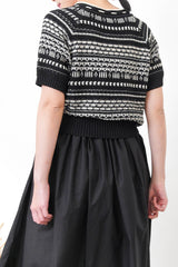 Black premium crochet knit top in details pattern