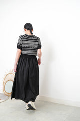 Black premium crochet knit top in details pattern