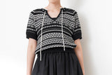 Black premium crochet knit top in details pattern