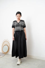 Black premium crochet knit top in details pattern