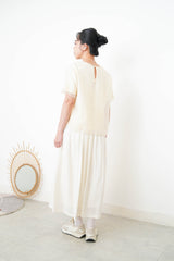 Cream blouse top in mesh layering