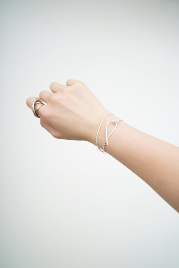 925 Silver double loops bracelet
