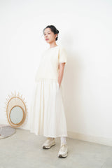 Cream blouse top in mesh layering