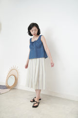 Colored striped texture pleats skirt