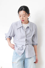Grey blue smooth light shirt w/ straps
