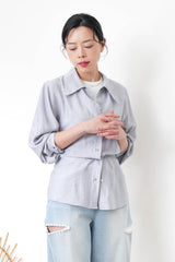 Grey blue smooth light shirt w/ straps