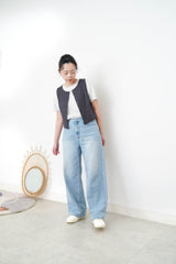 charcoal grey crop vest