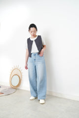 charcoal grey crop vest