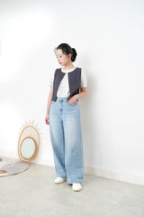 charcoal grey crop vest