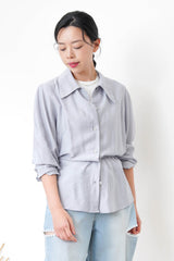 Grey blue smooth light shirt w/ straps
