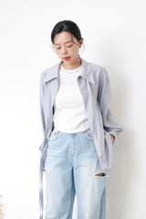 Grey blue smooth light shirt w/ straps