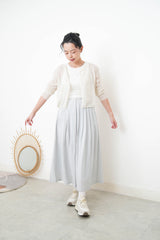 Oatmeal linen summer cardigan in crop cut