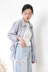 Grey blue smooth light shirt w/ straps