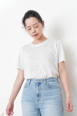 White floral knit top