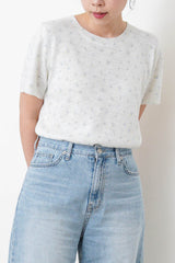 White floral knit top