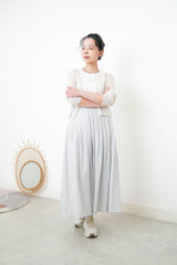 Oatmeal linen summer cardigan in crop cut