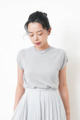 Grey blue soft knit high neck top