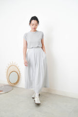 Grey blue soft knit high neck top