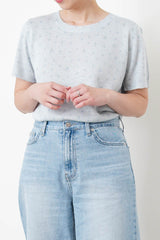 Blue floral knit top