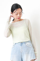 Pearl necklace w/ green beads