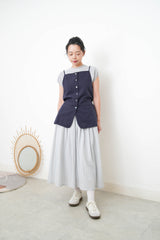 Navy round hem vest in cami style