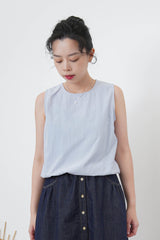 Blue vest in drawstring waist