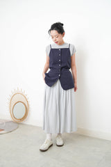 Grey blue soft pleats skirt