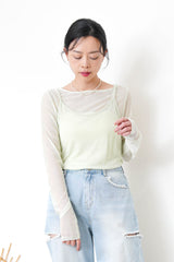 Pearl necklace w/ green beads