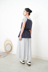 Navy round hem vest in cami style