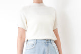 Ivory stand collar knit top