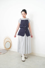 Navy round hem vest in cami style